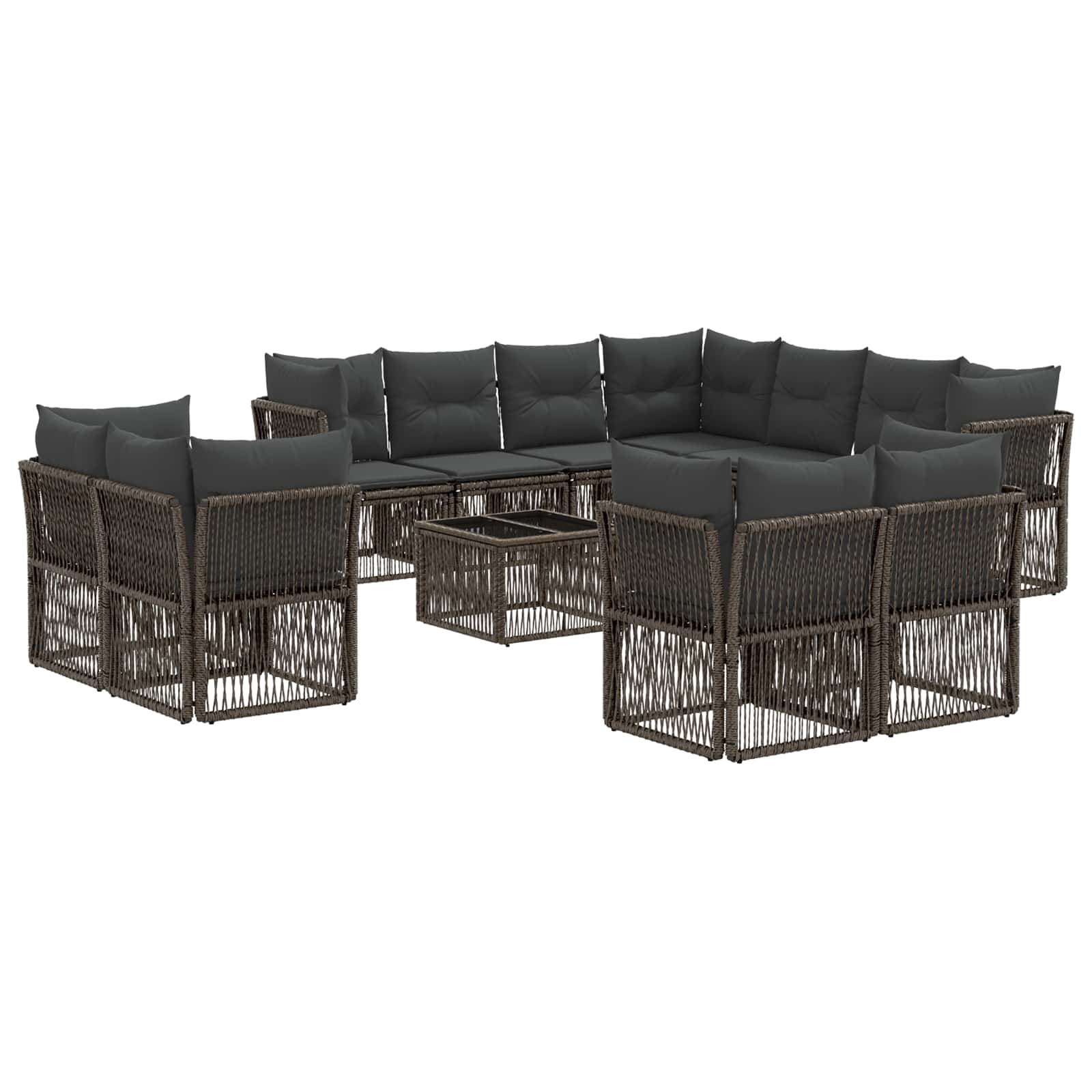vidaXL Tuinbankenset 12 pcs Zwart poly rattan