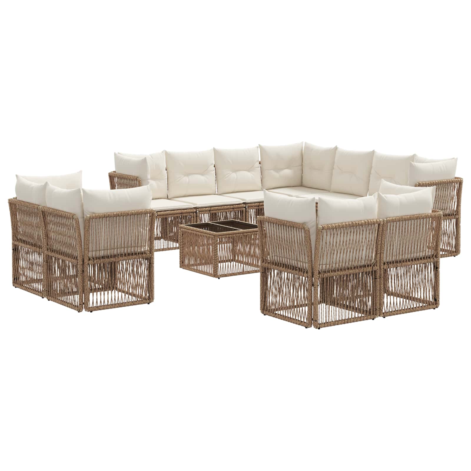 vidaXL Tuinbankenset 12 pcs Zwart poly rattan