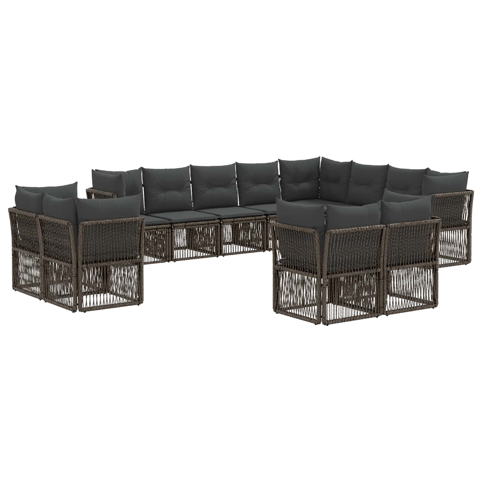 vidaXL Tuinbankenset 13 pcs Zwart poly rattan