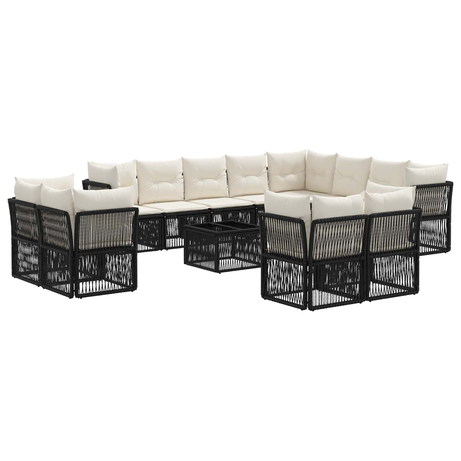vidaXL Tuinbankenset 13 pcs Zwart poly rattan