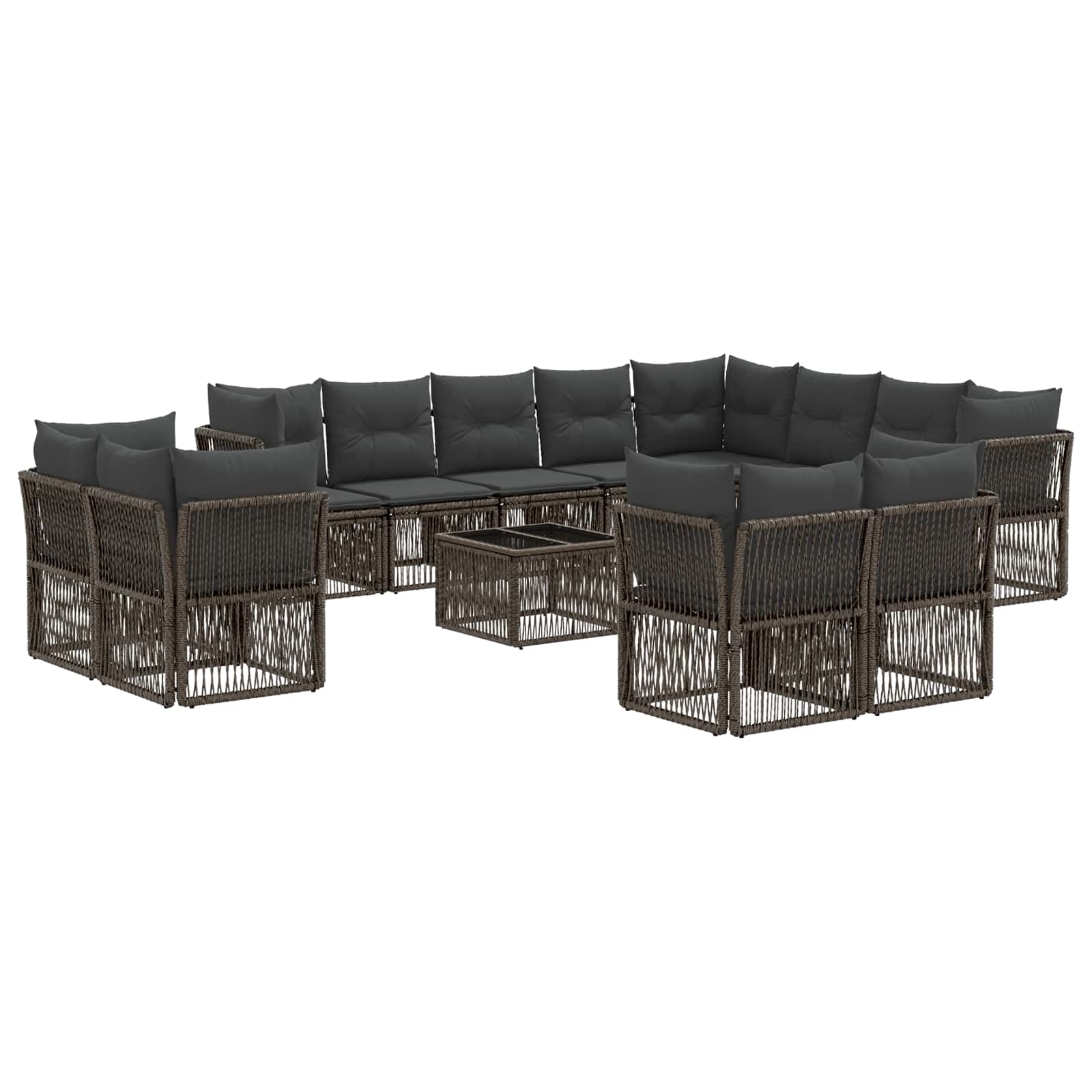 vidaXL Tuinbankenset 13 pcs Zwart poly rattan