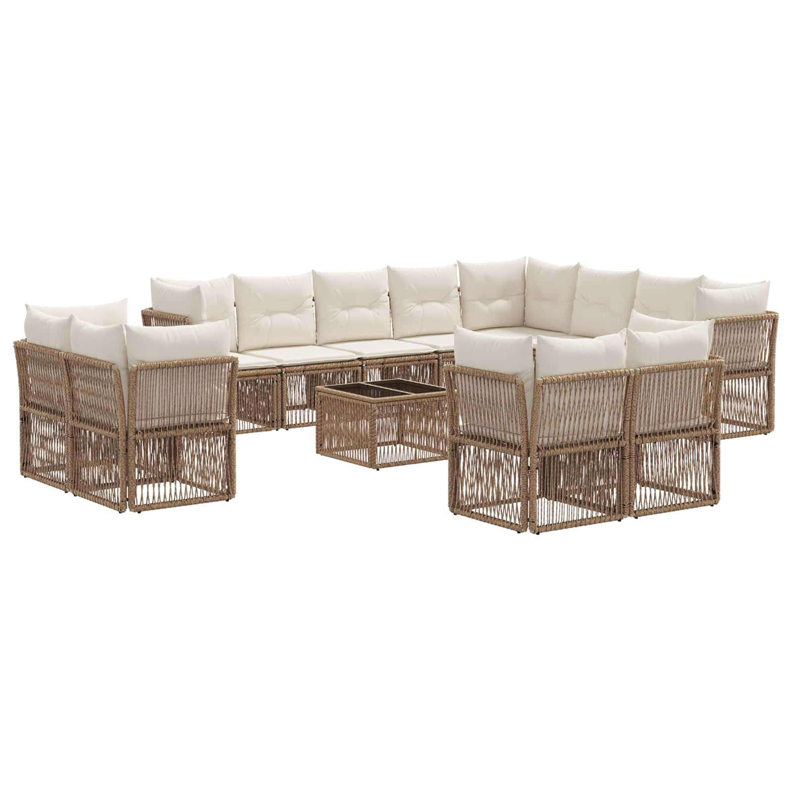 vidaXL Tuinbankenset 13 pcs Zwart poly rattan