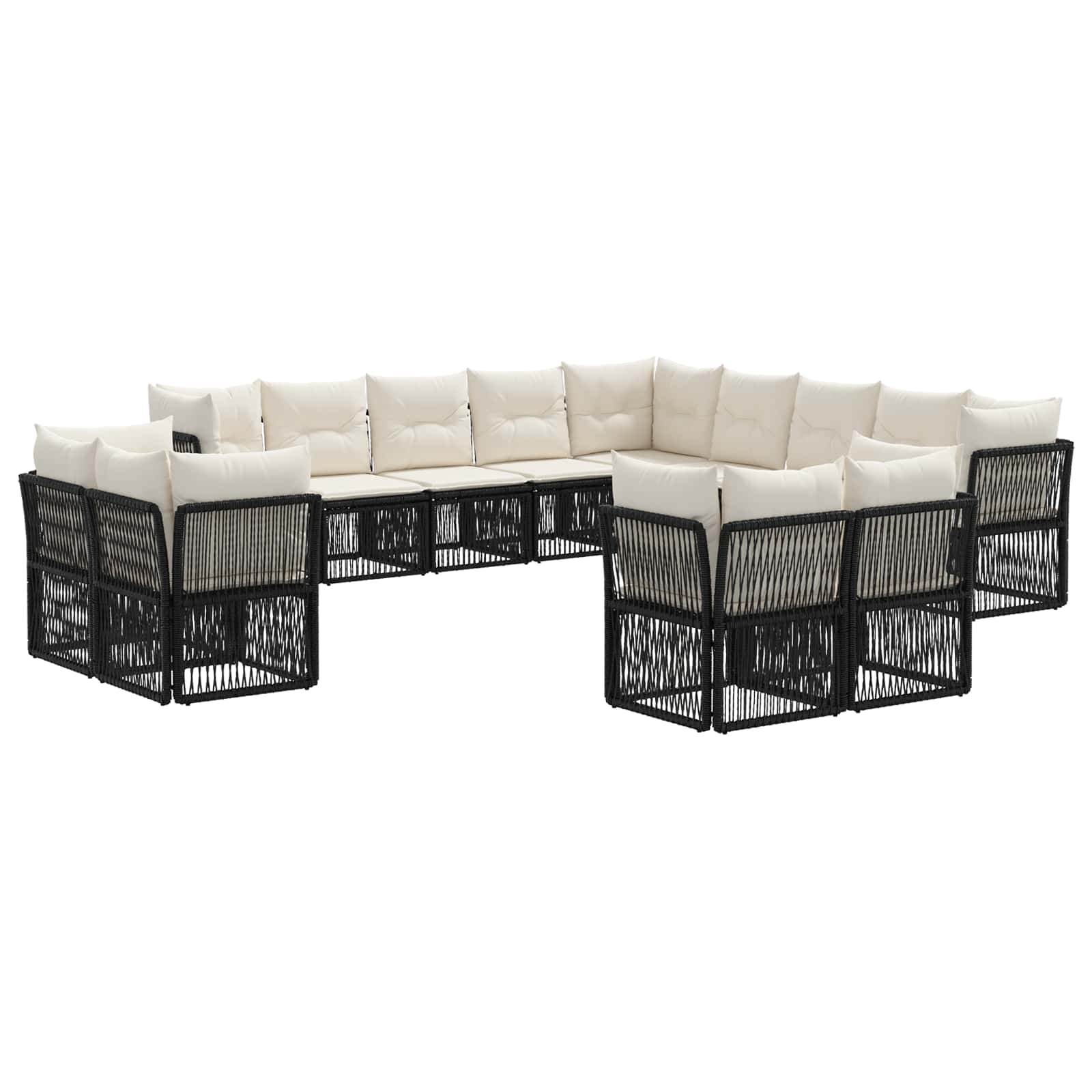 vidaXL Tuinbankenset 14 pcs Zwart poly rattan