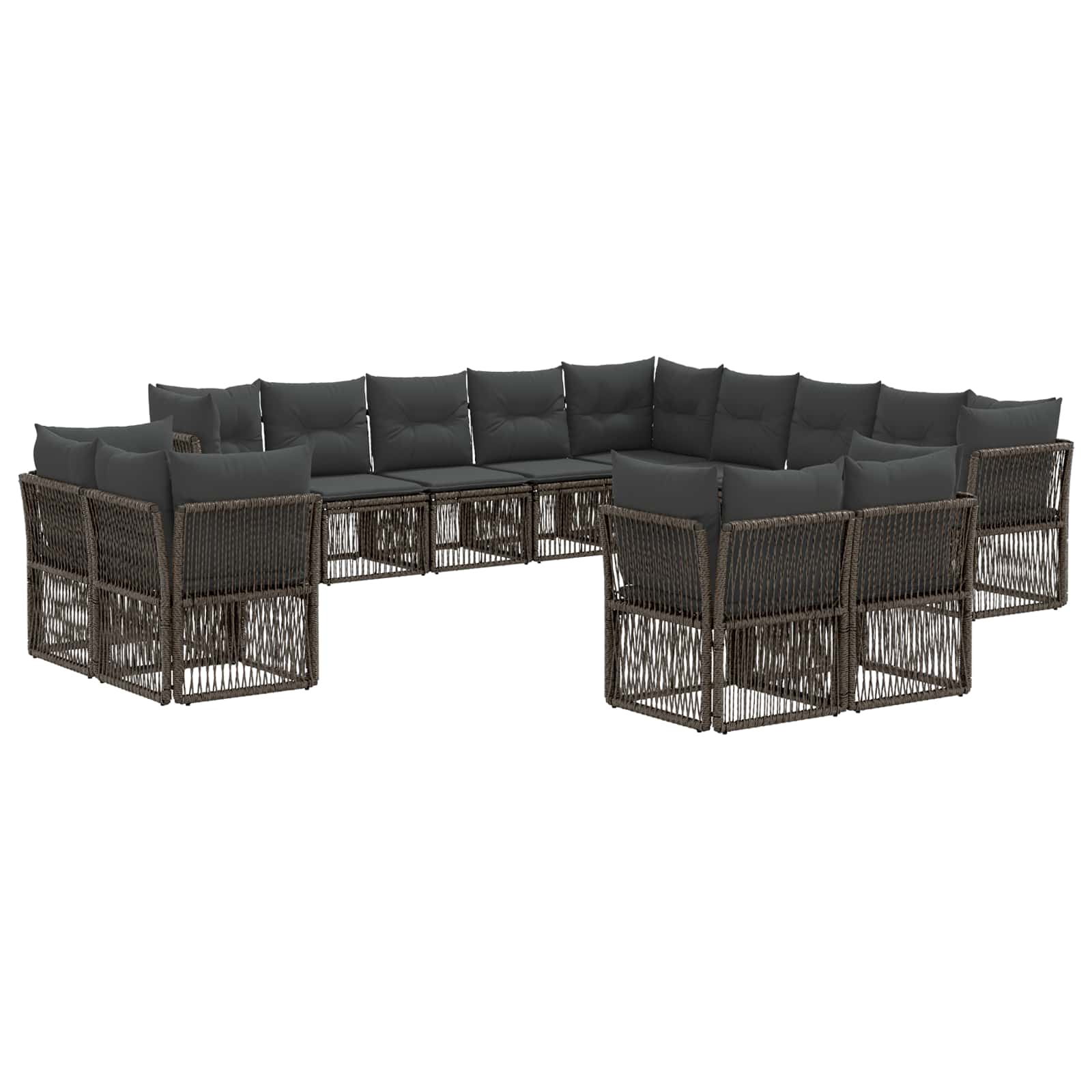 vidaXL Tuinbankenset 14 pcs Zwart poly rattan