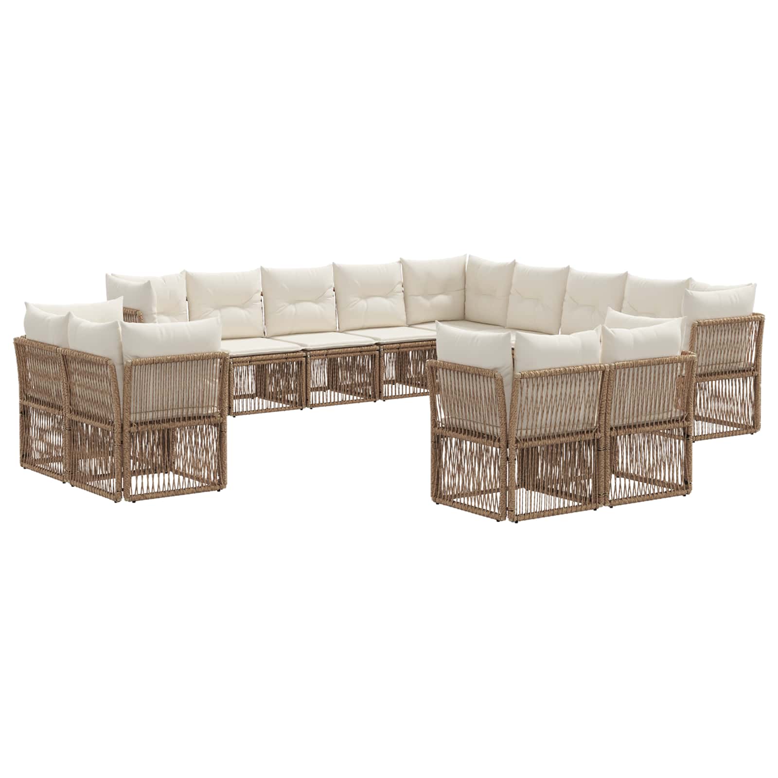 vidaXL Tuinbankenset 14 pcs Zwart poly rattan