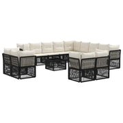 vidaXL Tuinbankenset 14 pcs Zwart poly rattan