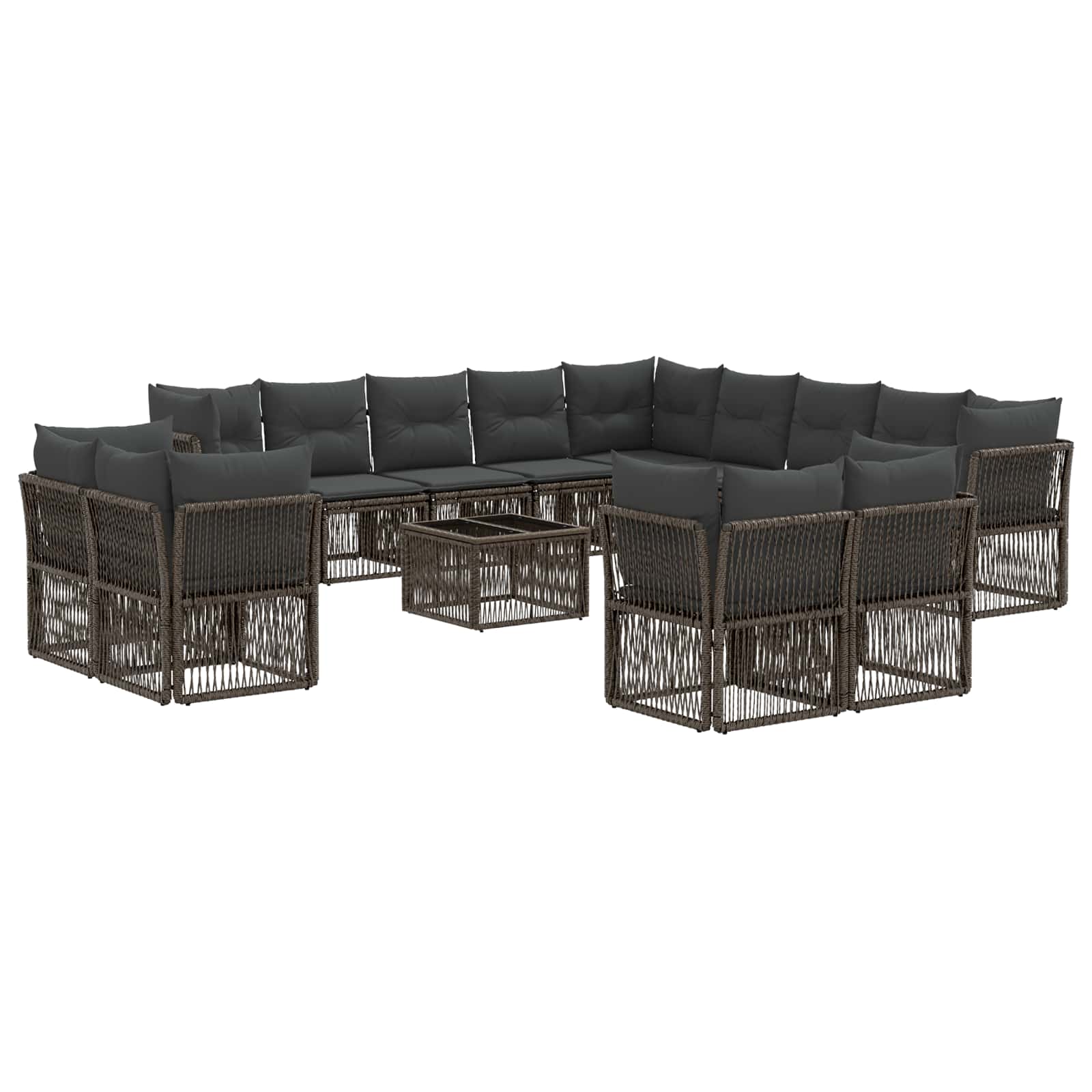 vidaXL Tuinbankenset 14 pcs Zwart poly rattan