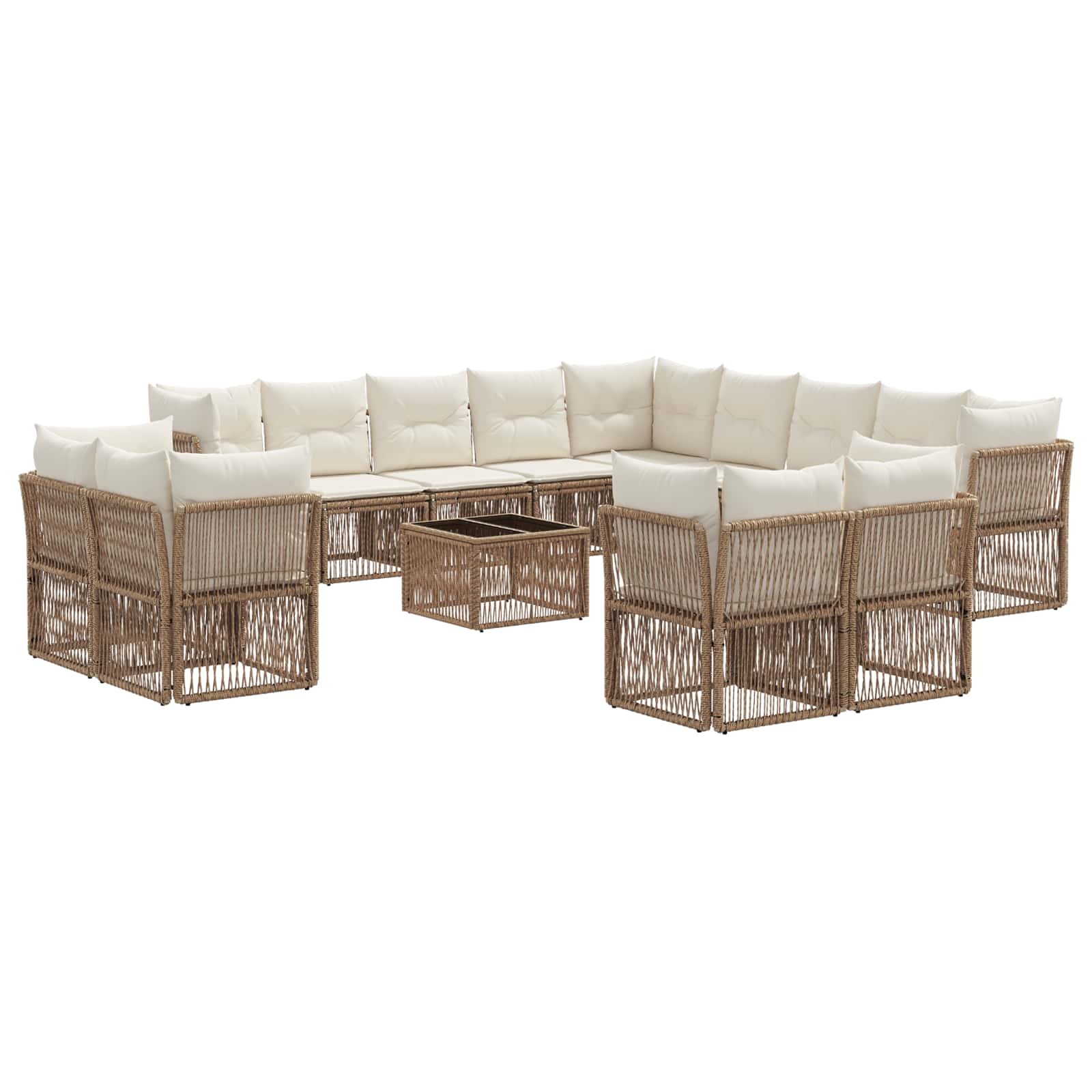 vidaXL Tuinbankenset 14 pcs Zwart poly rattan