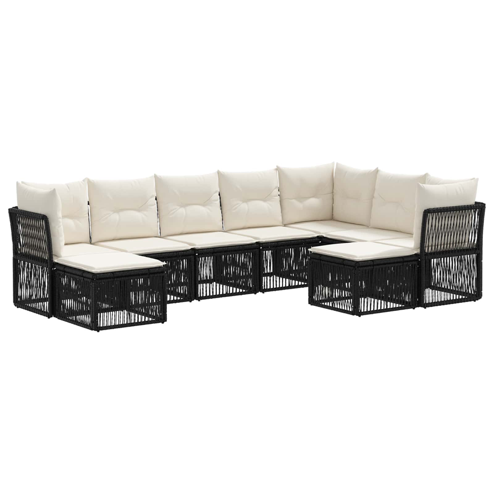 vidaXL Tuinbankenset 10 pcs Zwart poly rattan