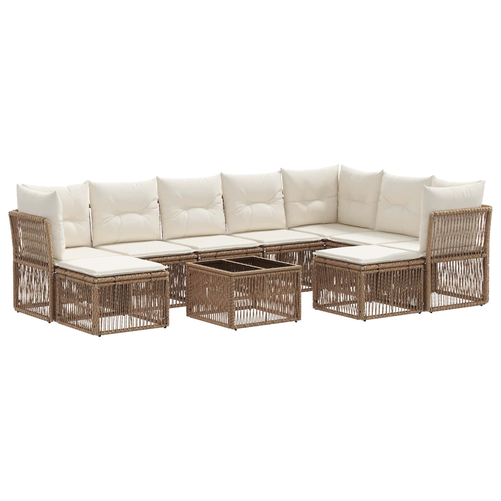 vidaXL Tuinbankenset 10 pcs Zwart poly rattan