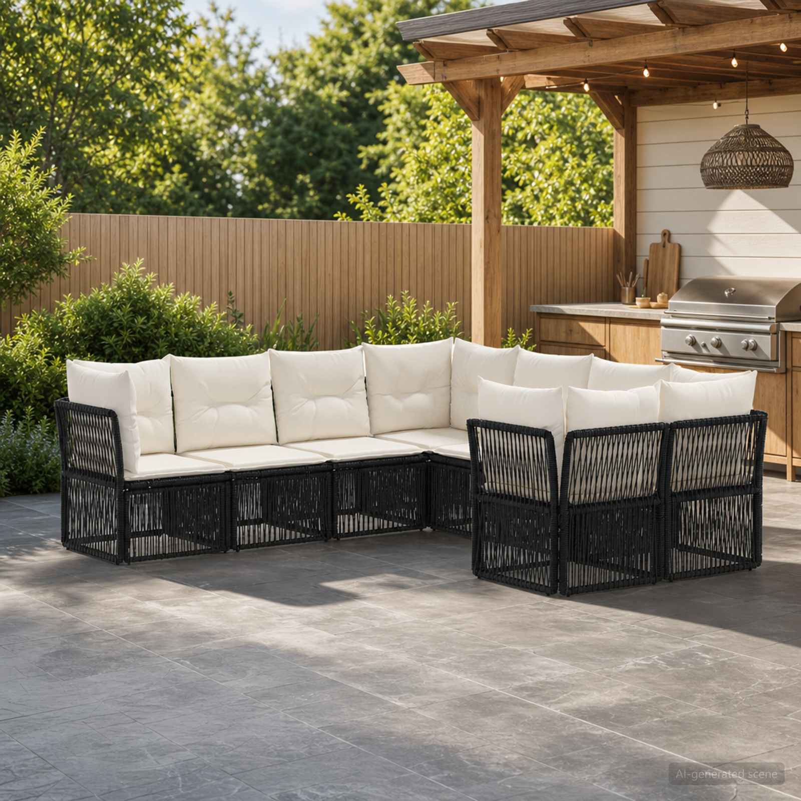 vidaXL Tuinbankenset 8 st 8-Aantal zitplaatsen Zwart poly rattan