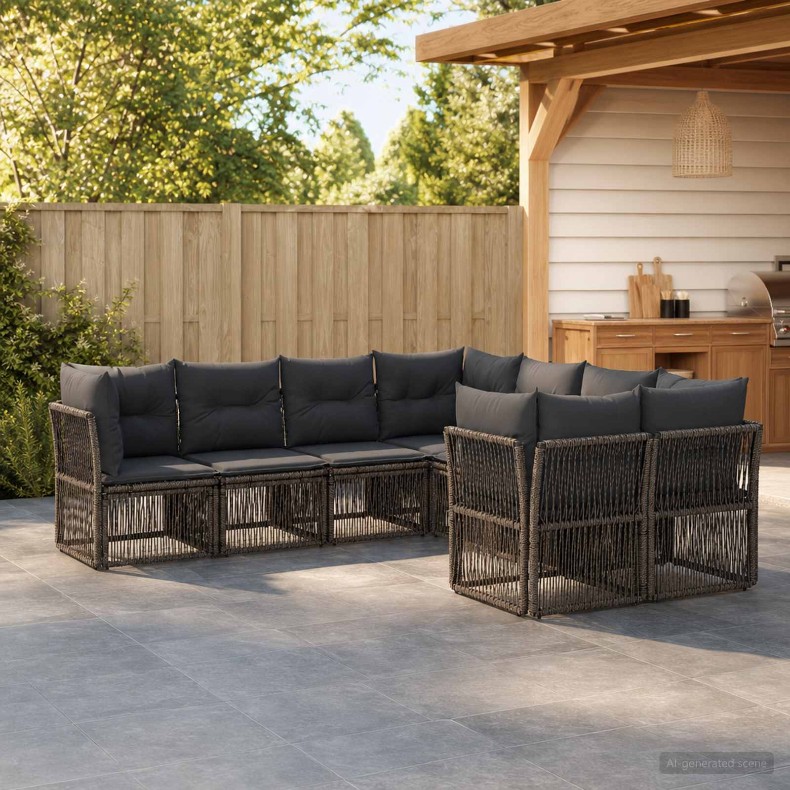 vidaXL Tuinbankenset 8 st 8-Aantal zitplaatsen Zwart poly rattan
