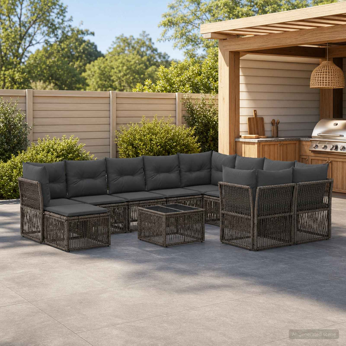vidaXL Tuinbankenset 11 st Zwart poly rattan