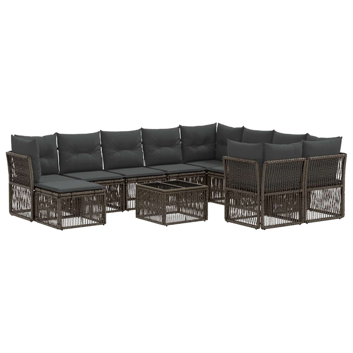 vidaXL Tuinbankenset 11 st Zwart poly rattan