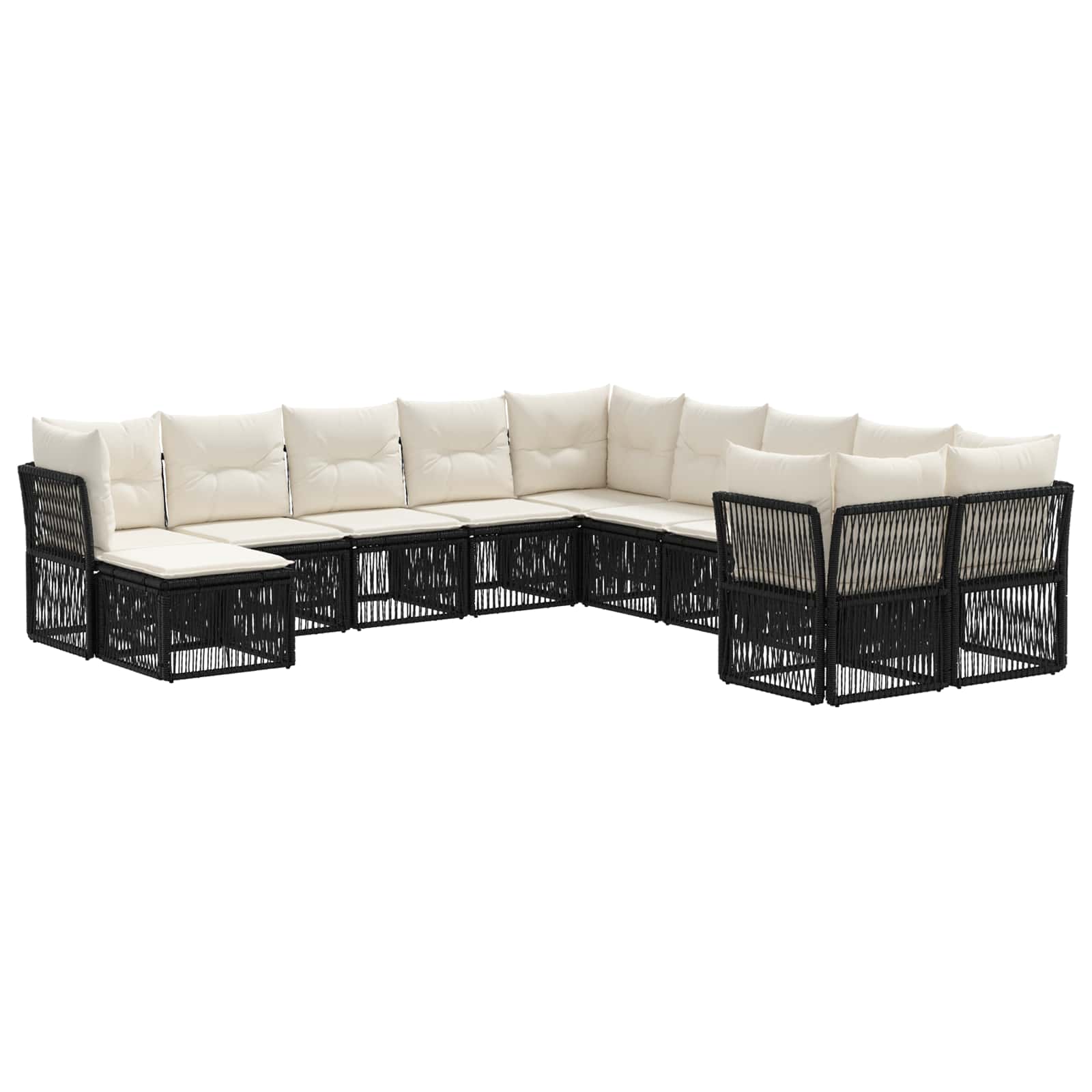 vidaXL Tuinbankenset 12 pcs Zwart poly rattan