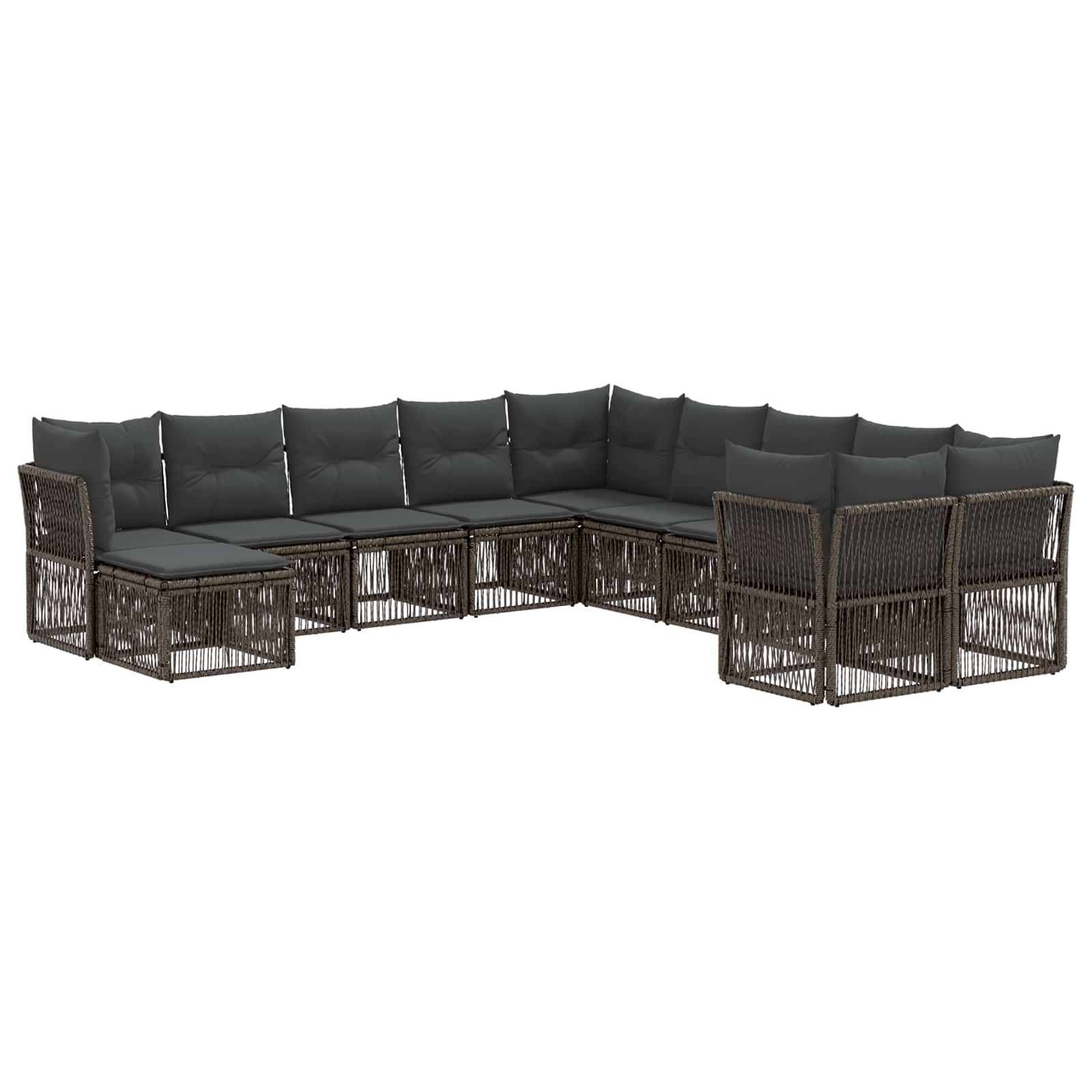 vidaXL Tuinbankenset 12 pcs Zwart poly rattan