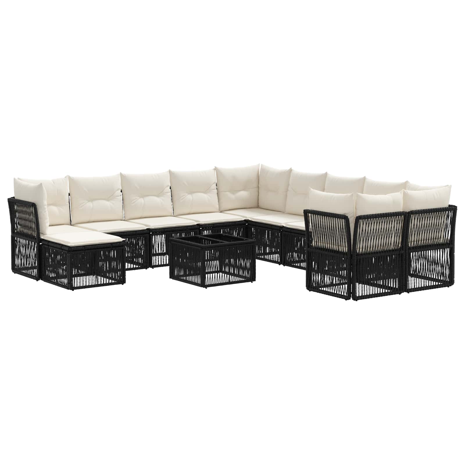 vidaXL Tuinbankenset 12 pcs Zwart poly rattan
