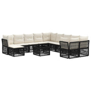 vidaXL Tuinbankenset 12 pcs Zwart poly rattan