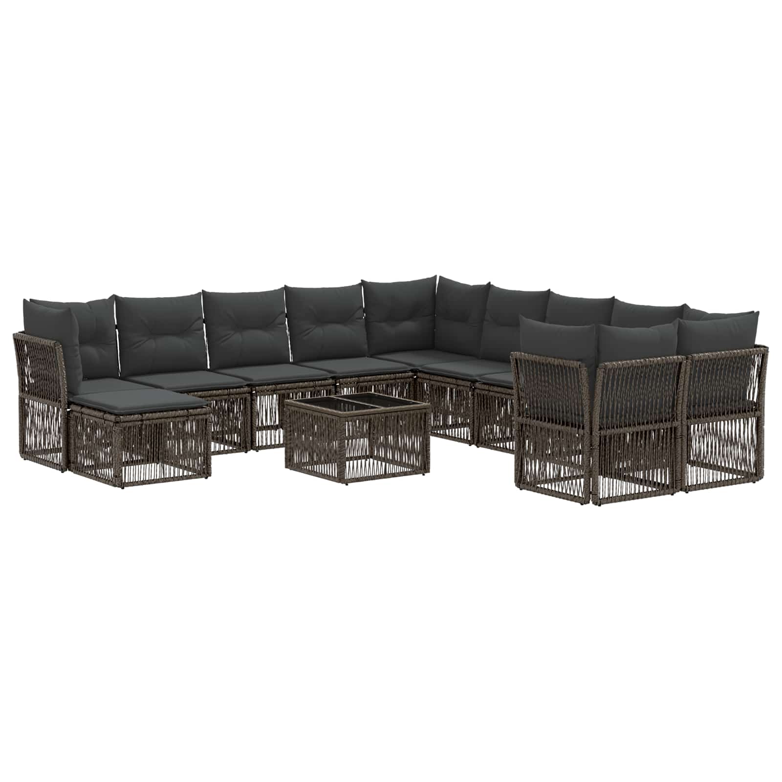 vidaXL Tuinbankenset 12 pcs Zwart poly rattan
