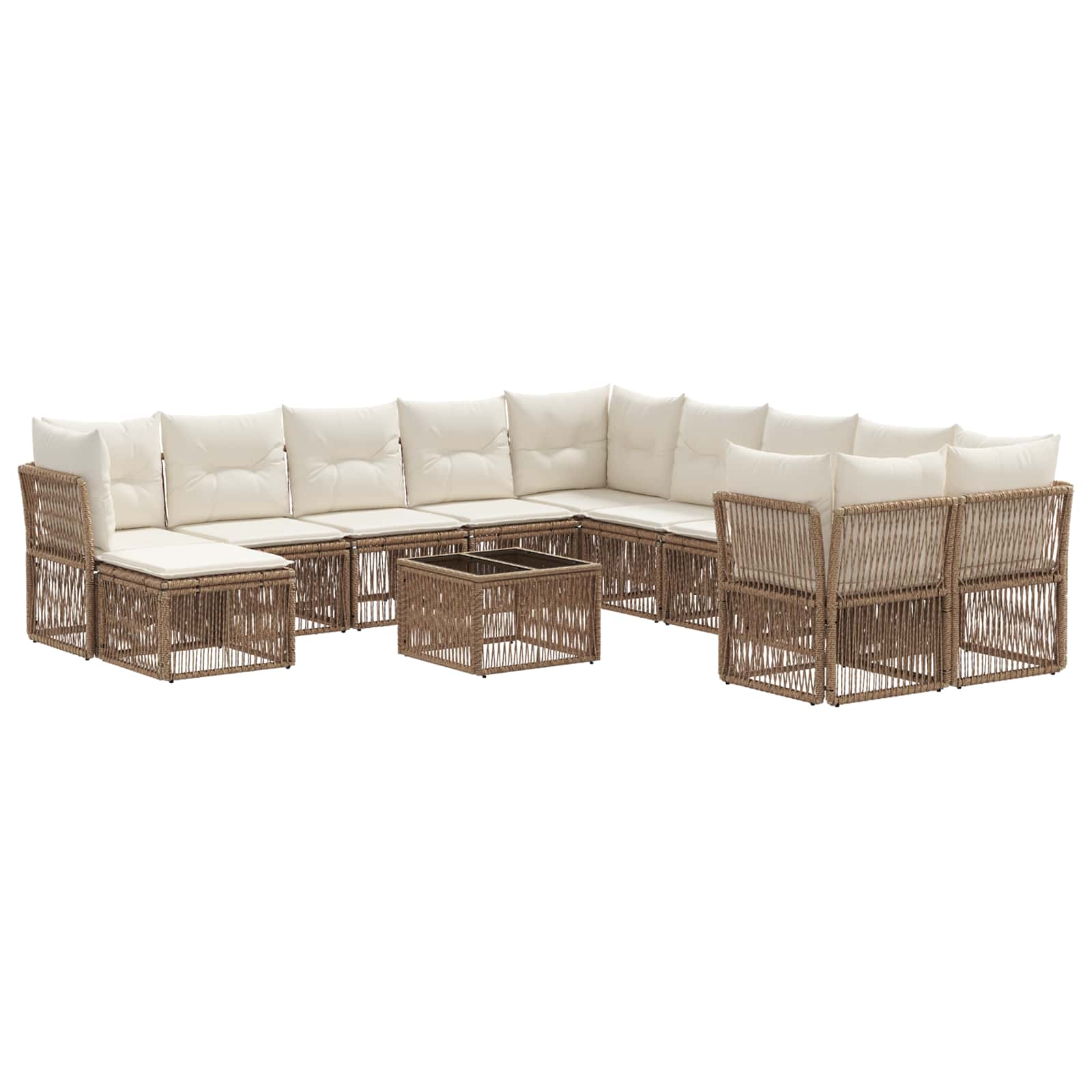 vidaXL Tuinbankenset 12 pcs Zwart poly rattan