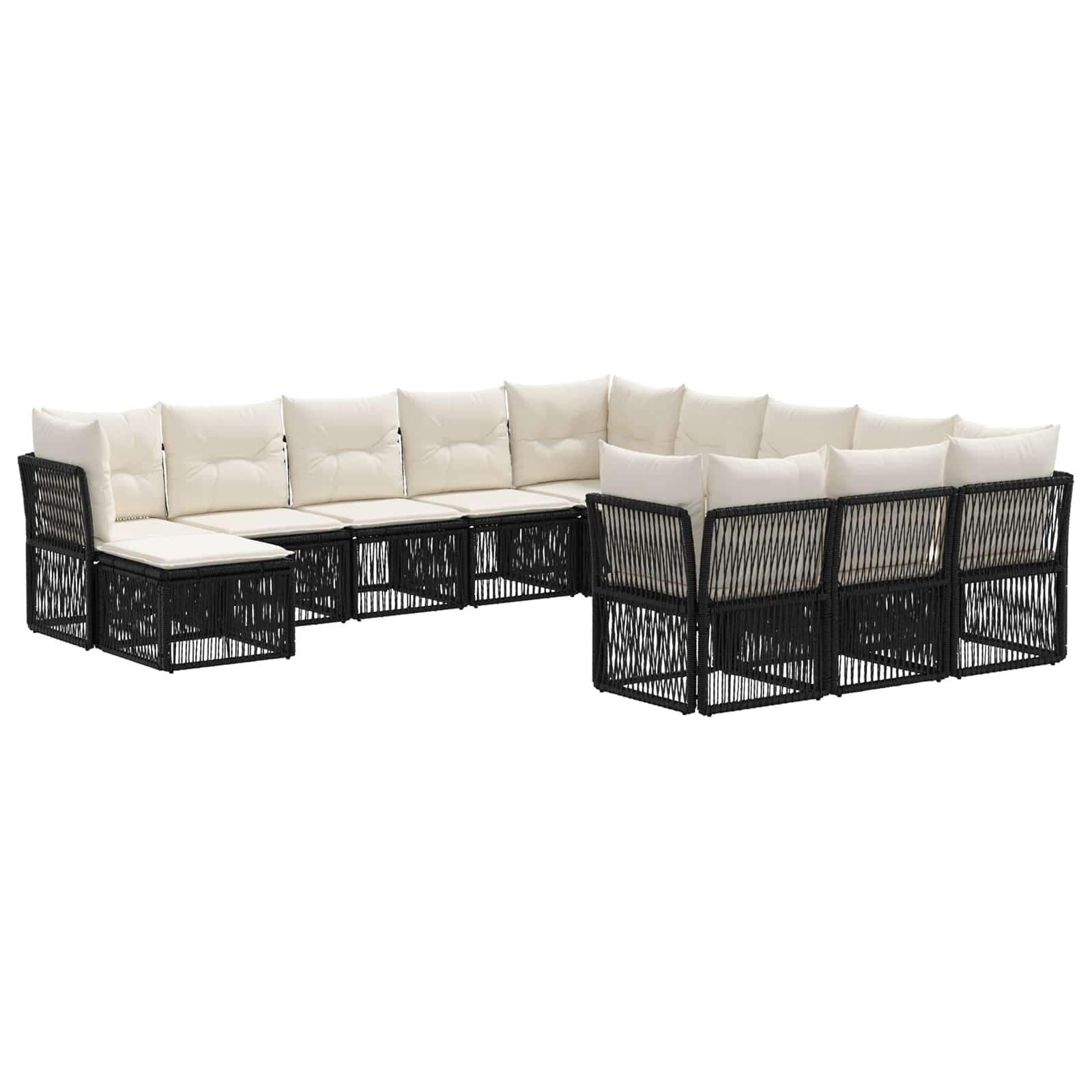 vidaXL Tuinbankenset 13 pcs Zwart poly rattan
