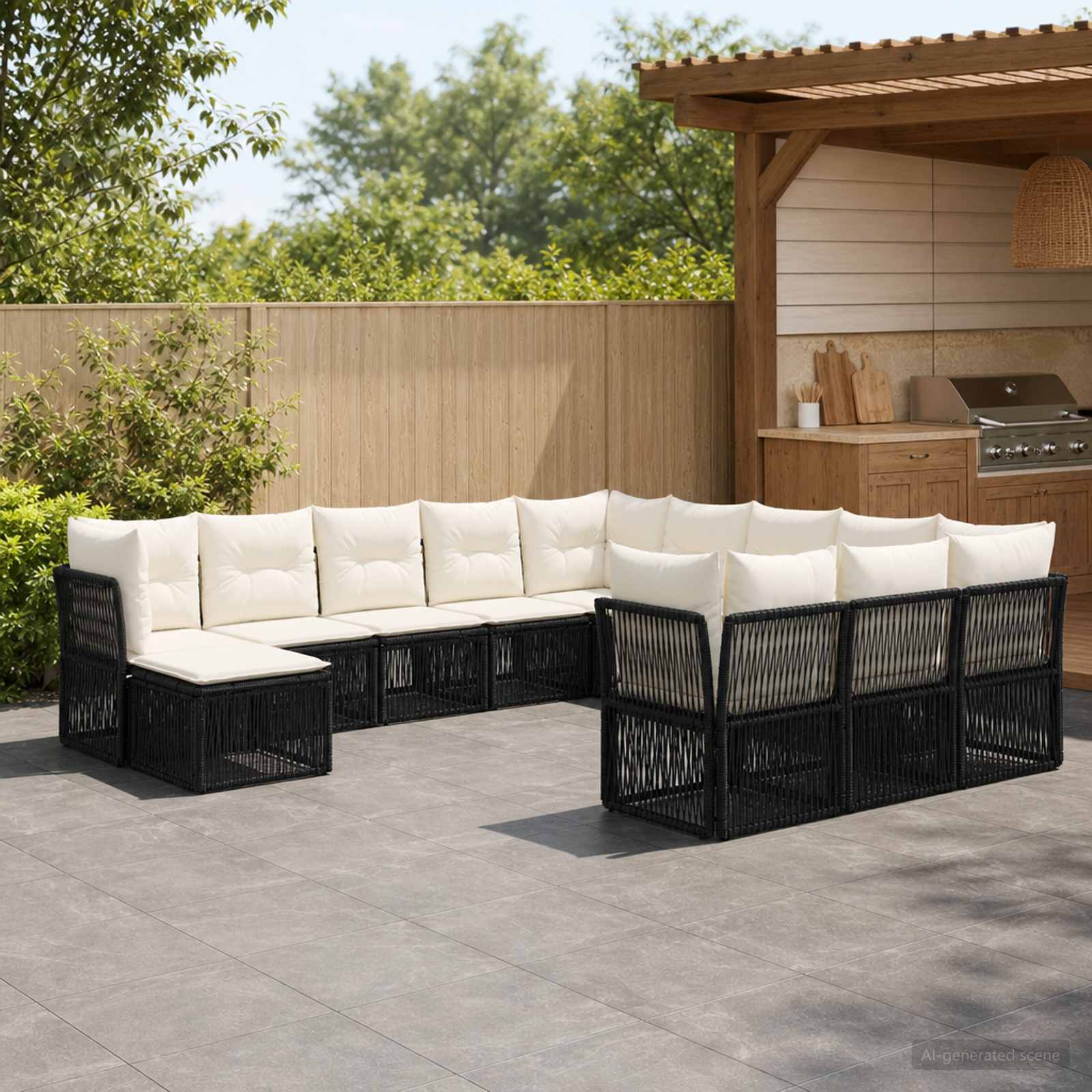 vidaXL Tuinbankenset 13 pcs Zwart poly rattan