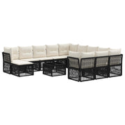 vidaXL Tuinbankenset 13 pcs Zwart poly rattan