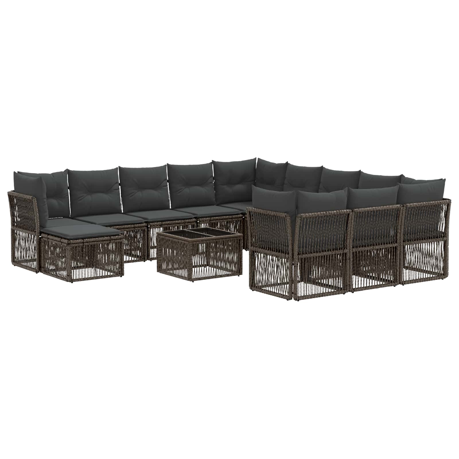 vidaXL Tuinbankenset 13 pcs Zwart poly rattan