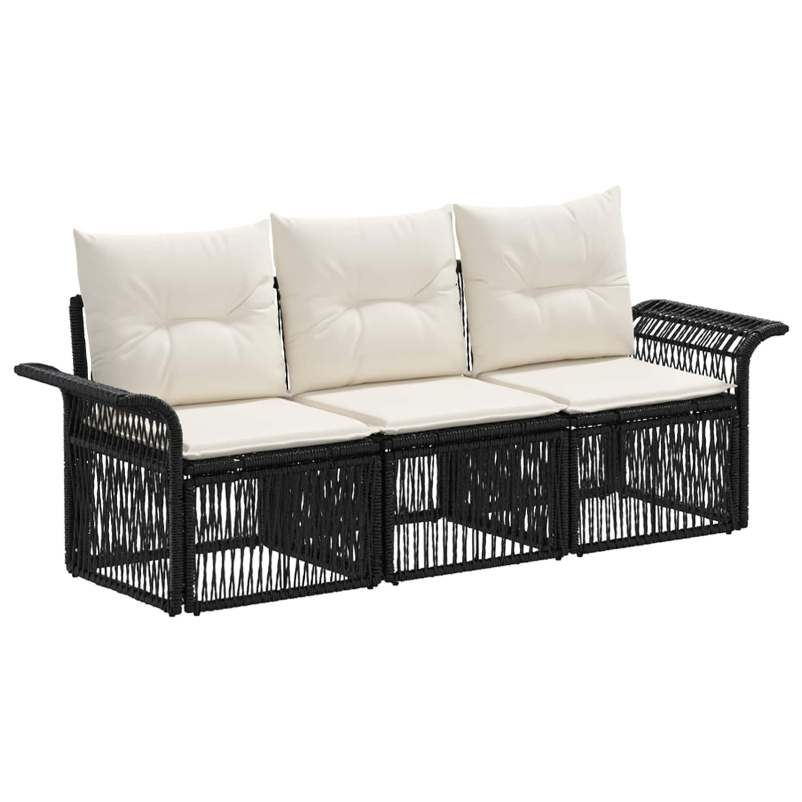 vidaXL Tuinbankenset 4 pcs Zwart poly rattan