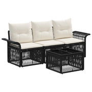 vidaXL Tuinbankenset 4 pcs Zwart poly rattan