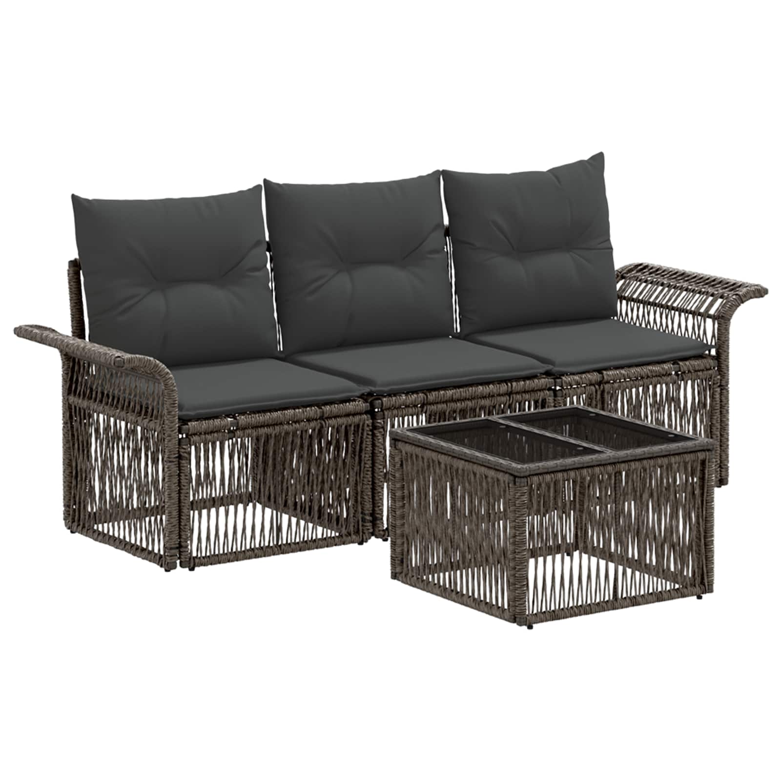 vidaXL Tuinbankenset 4 pcs Zwart poly rattan