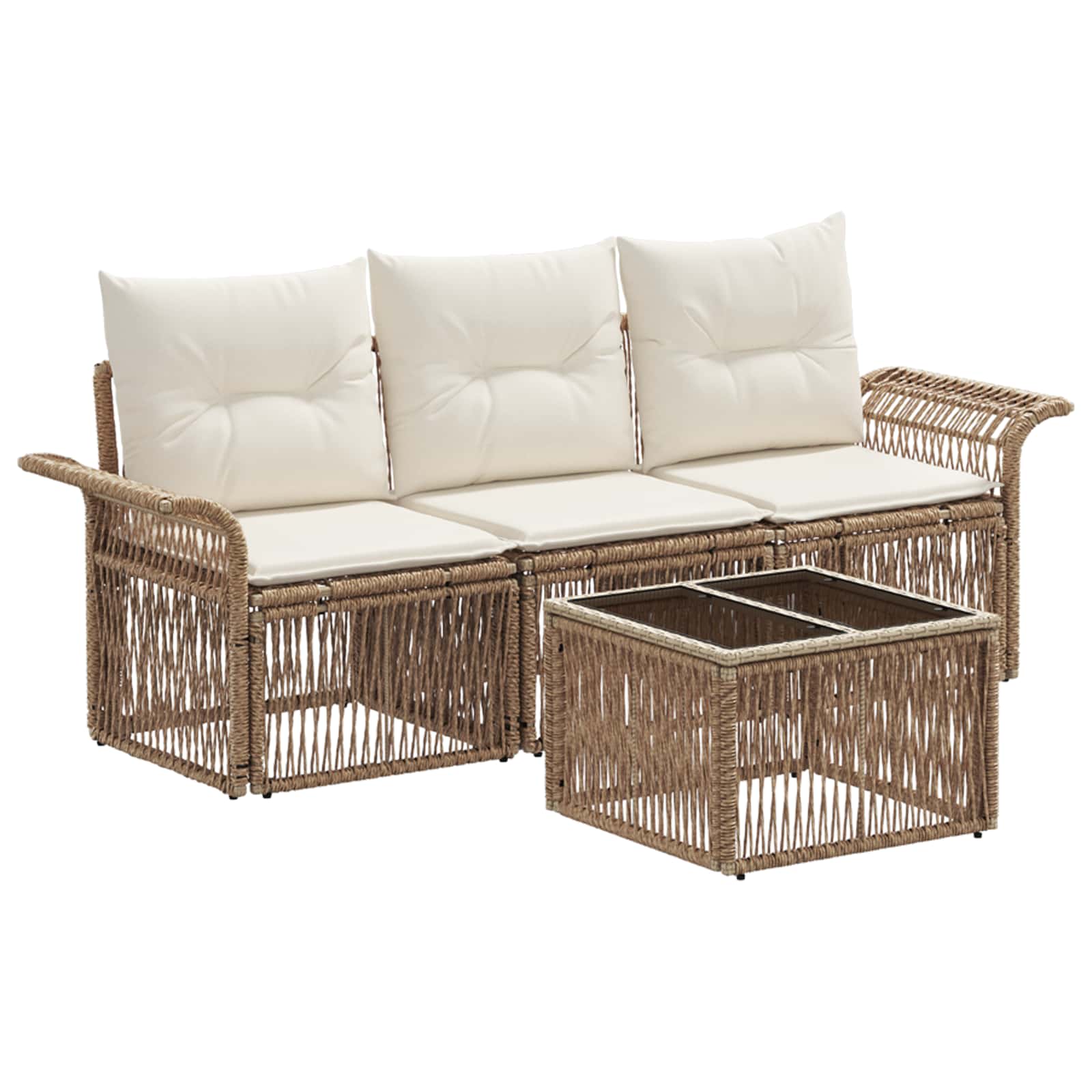vidaXL Tuinbankenset 4 pcs Zwart poly rattan