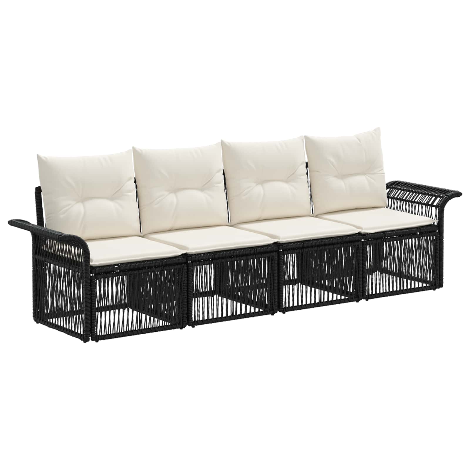vidaXL Tuinbankenset 5 pcs Zwart poly rattan