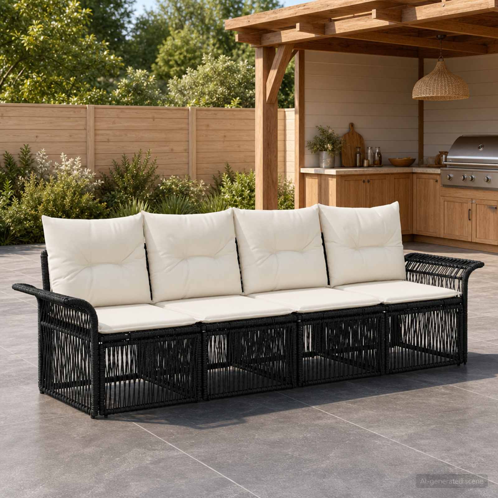 vidaXL Tuinbankenset 5 pcs Zwart poly rattan