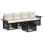 vidaXL Tuinbankenset 5 pcs Zwart poly rattan