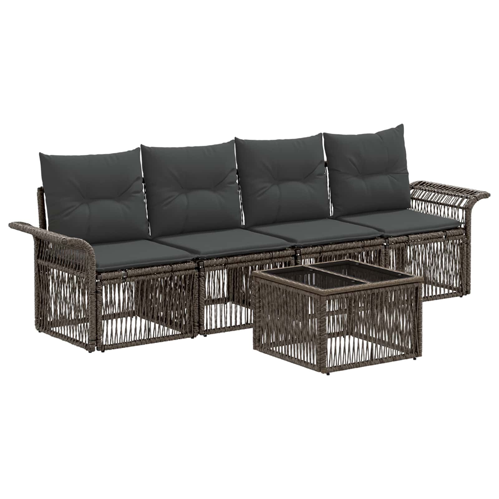 vidaXL Tuinbankenset 5 pcs Zwart poly rattan