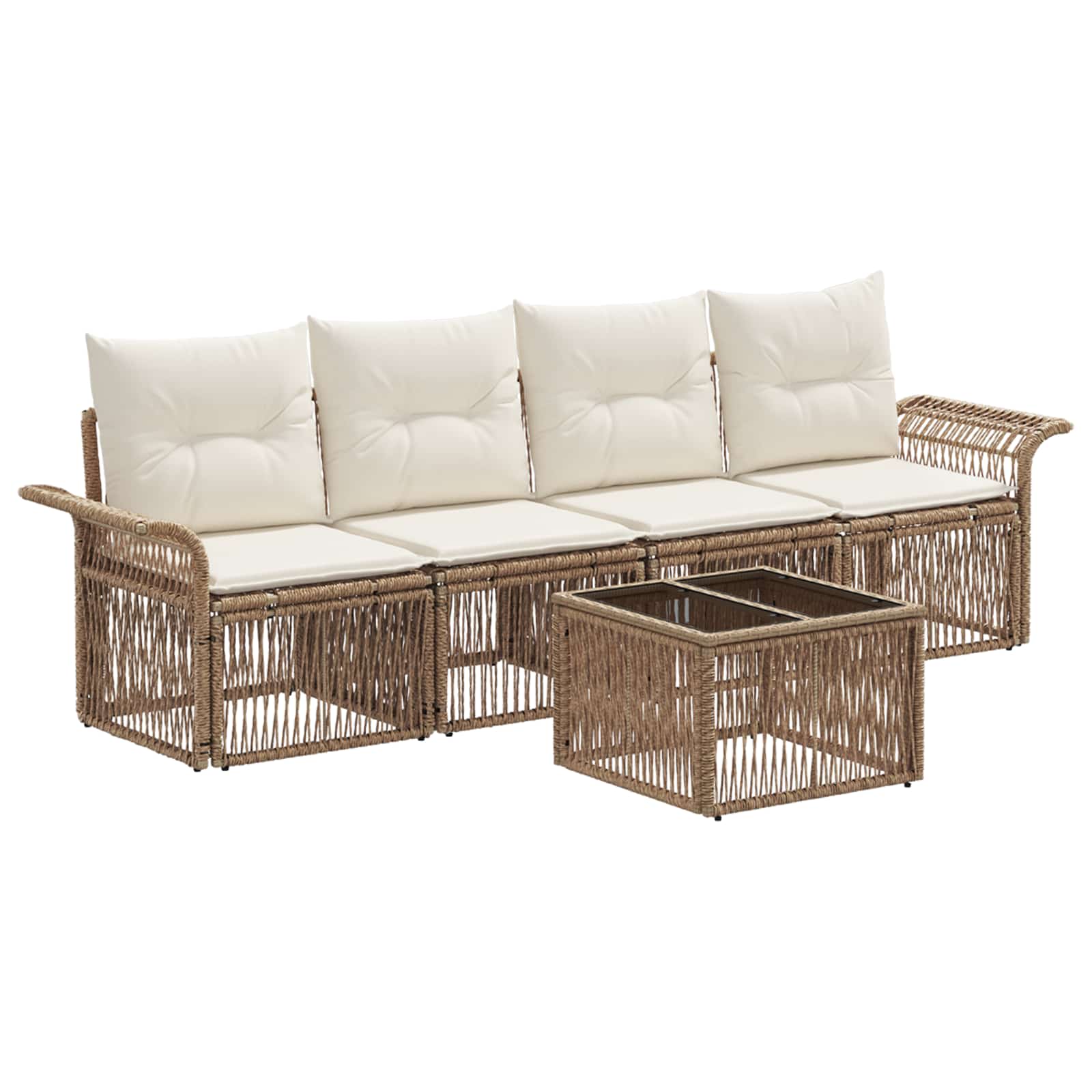 vidaXL Tuinbankenset 5 pcs Zwart poly rattan