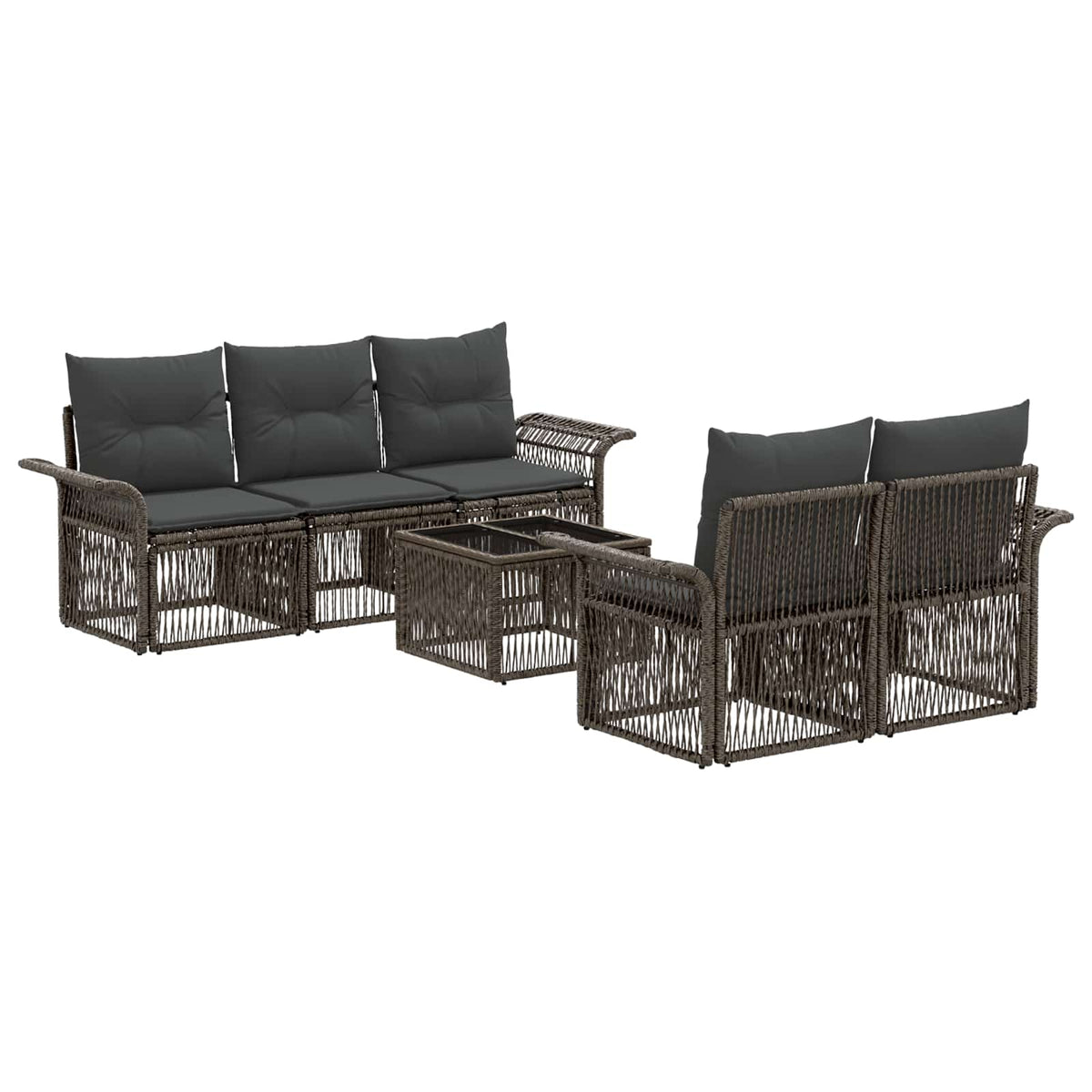 vidaXL Tuinbankenset 6 st Zwart poly rattan