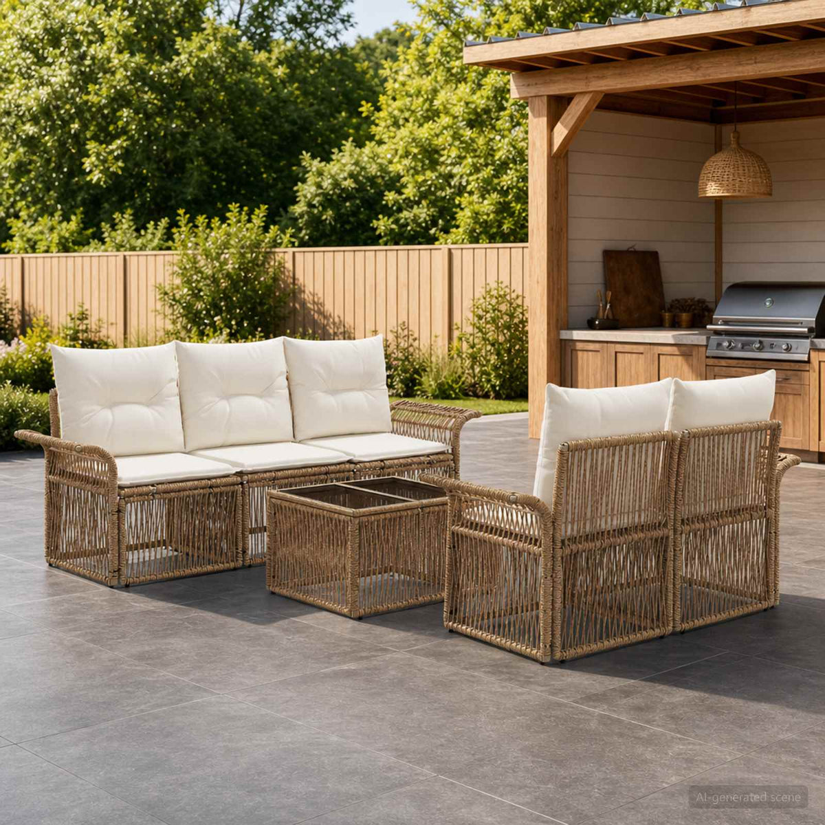 vidaXL Tuinbankenset 6 st Zwart poly rattan