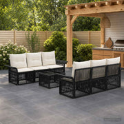 vidaXL Tuinbankenset 7 st Zwart poly rattan