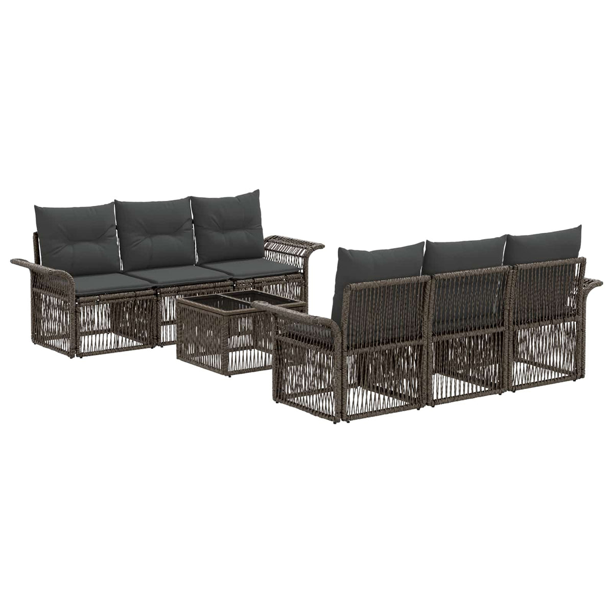 vidaXL Tuinbankenset 7 st Zwart poly rattan