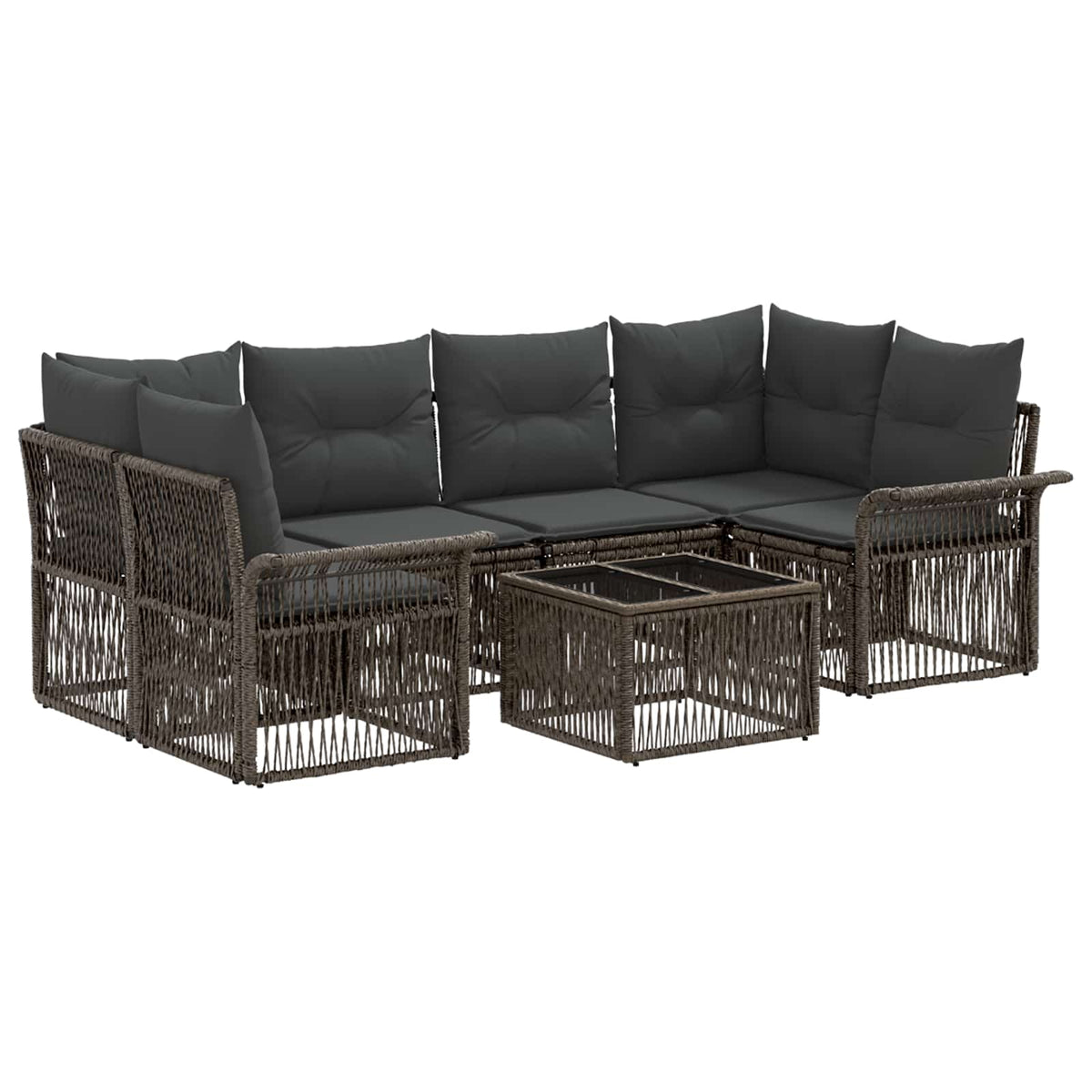 vidaXL Tuinbankenset 7 st Zwart poly rattan