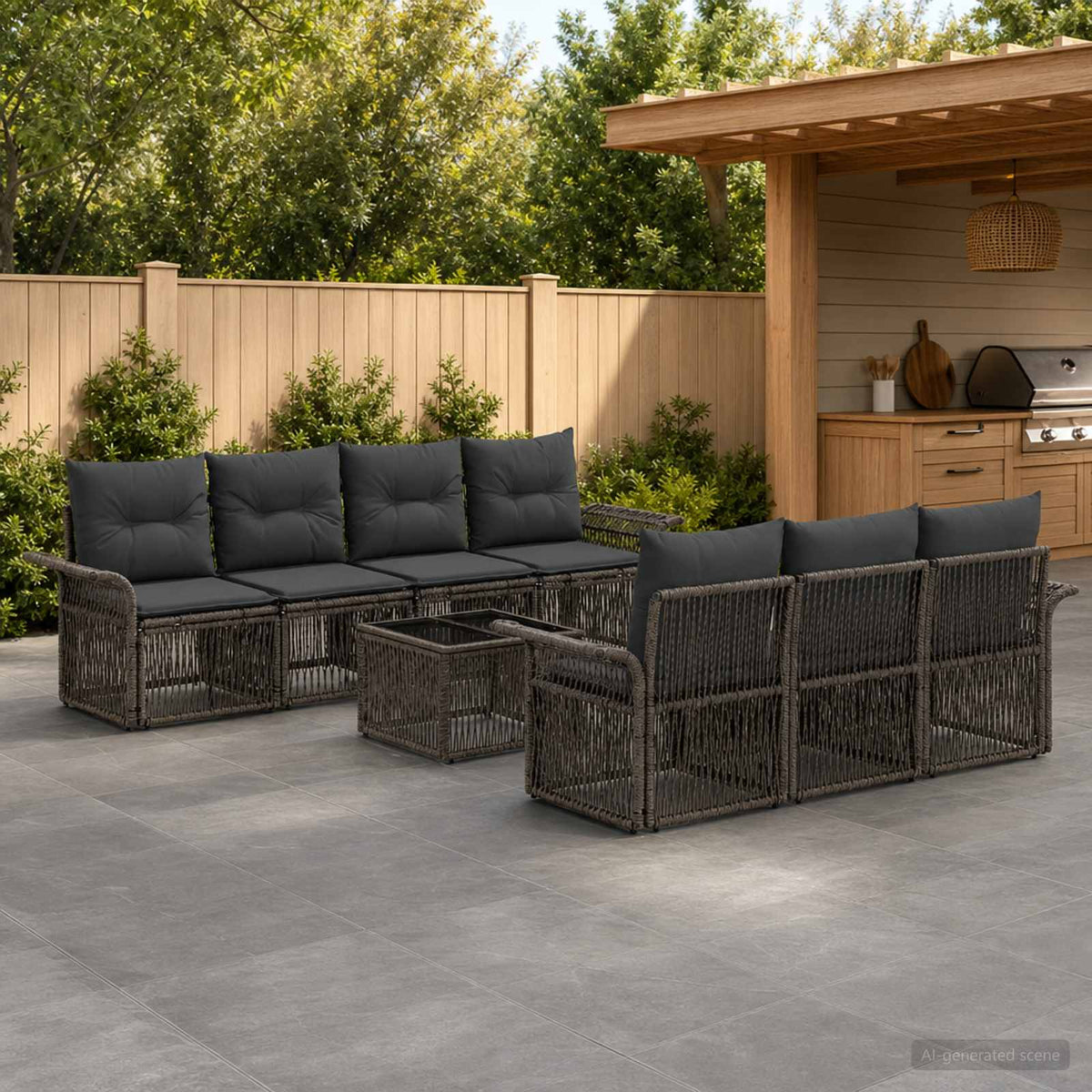 vidaXL Tuinbankenset 8 st Zwart poly rattan