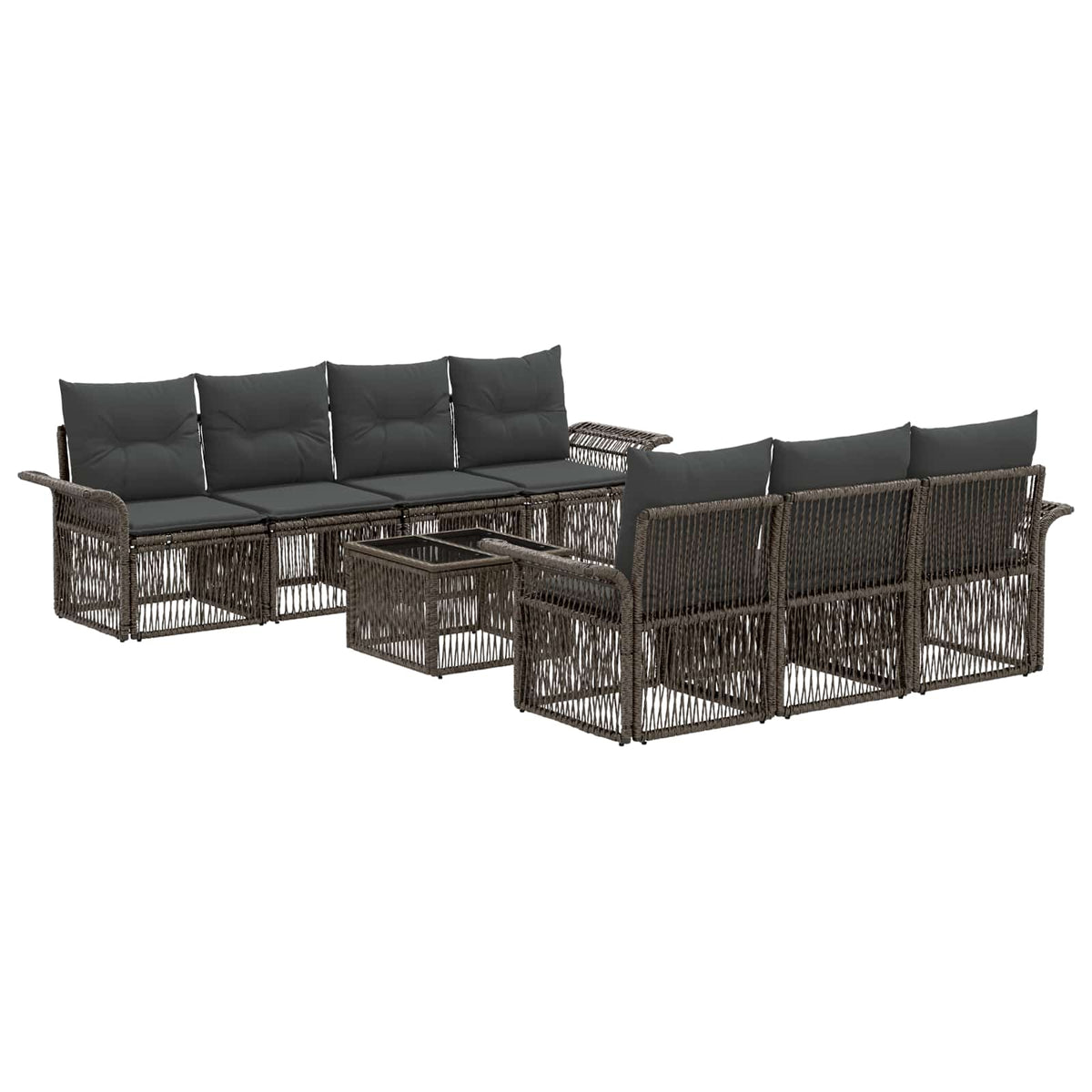 vidaXL Tuinbankenset 8 st Zwart poly rattan