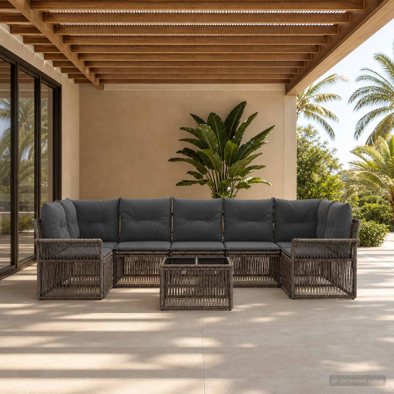 vidaXL Tuinbankenset 8 st Zwart poly rattan