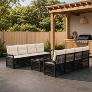 vidaXL Tuinbankenset 9 st Zwart poly rattan