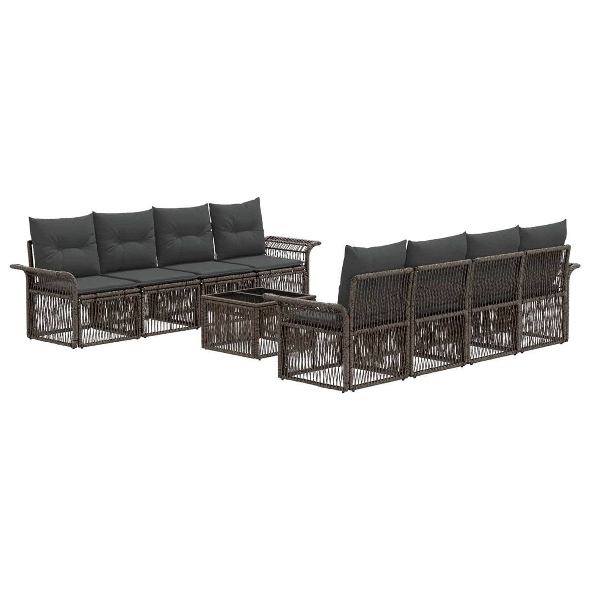vidaXL Tuinbankenset 9 st Zwart poly rattan