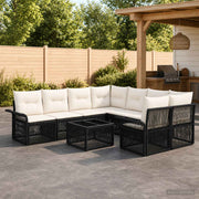 vidaXL Tuinbankenset 9 st Zwart poly rattan