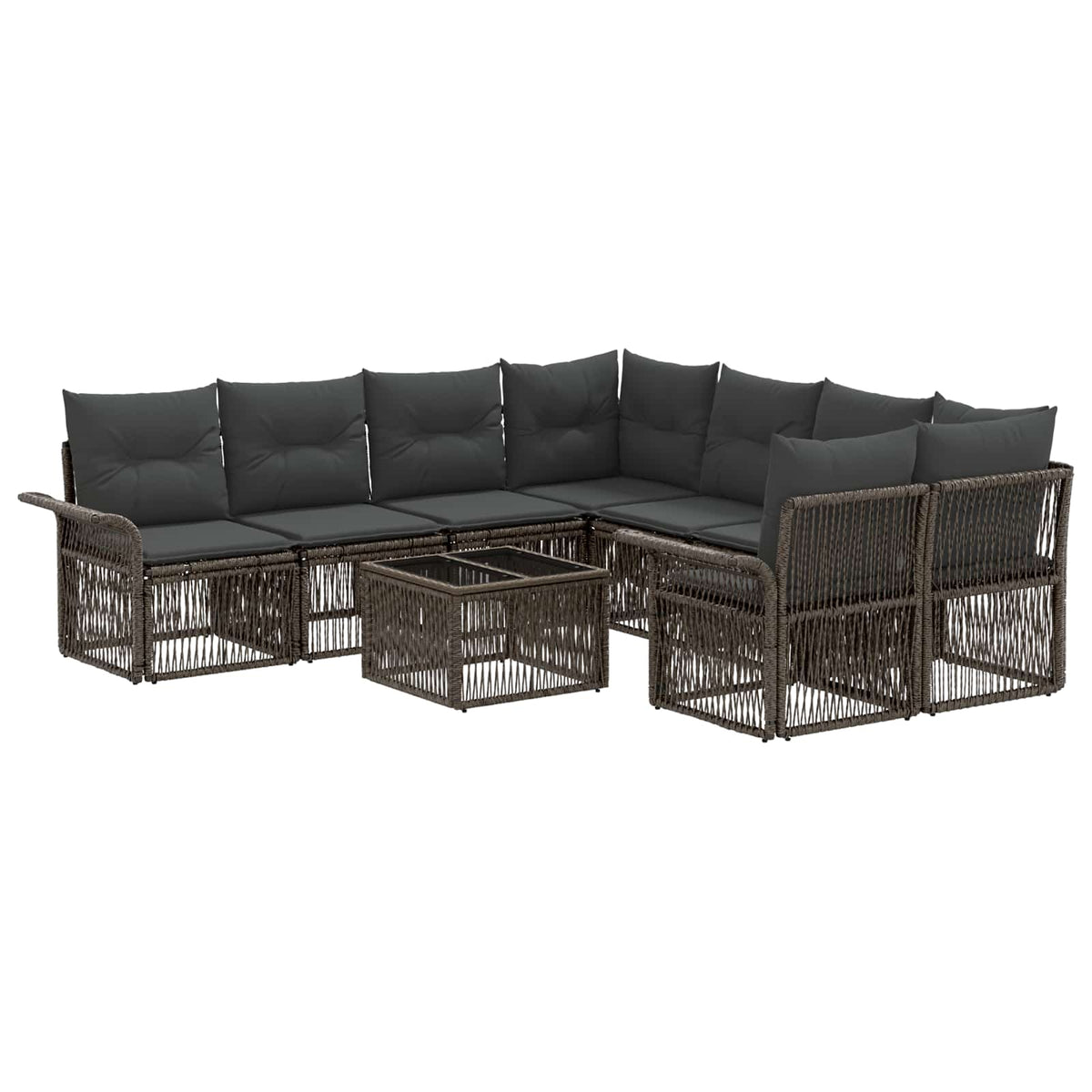 vidaXL Tuinbankenset 9 st Zwart poly rattan