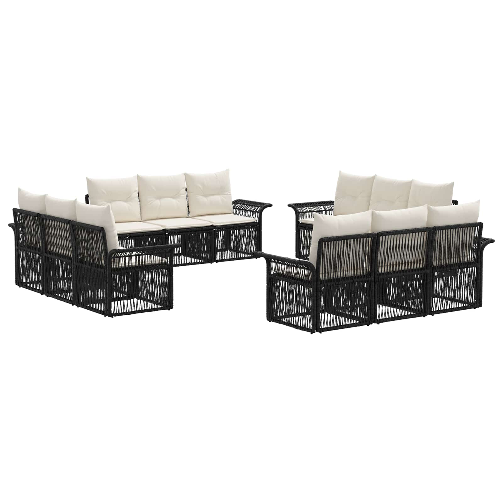 vidaXL Tuinbankenset 13 pcs Zwart poly rattan